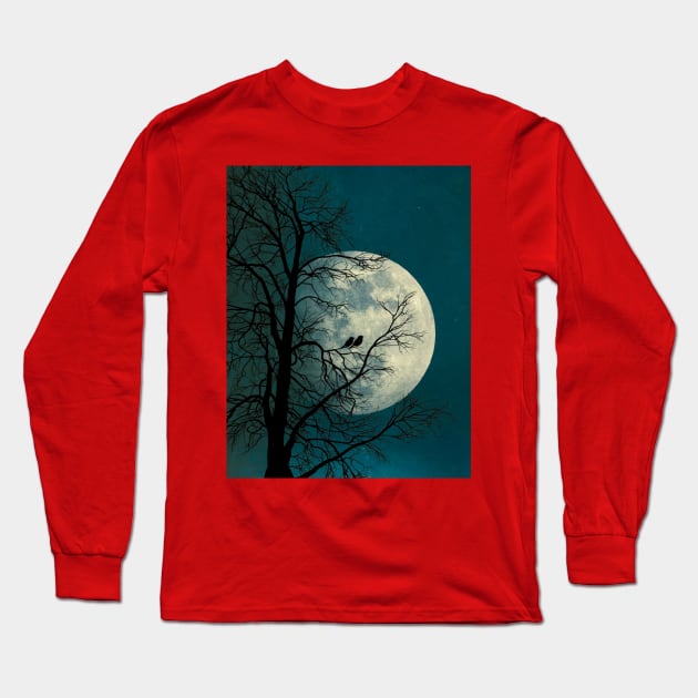 moon and birds Long Sleeve T-Shirt by evindart